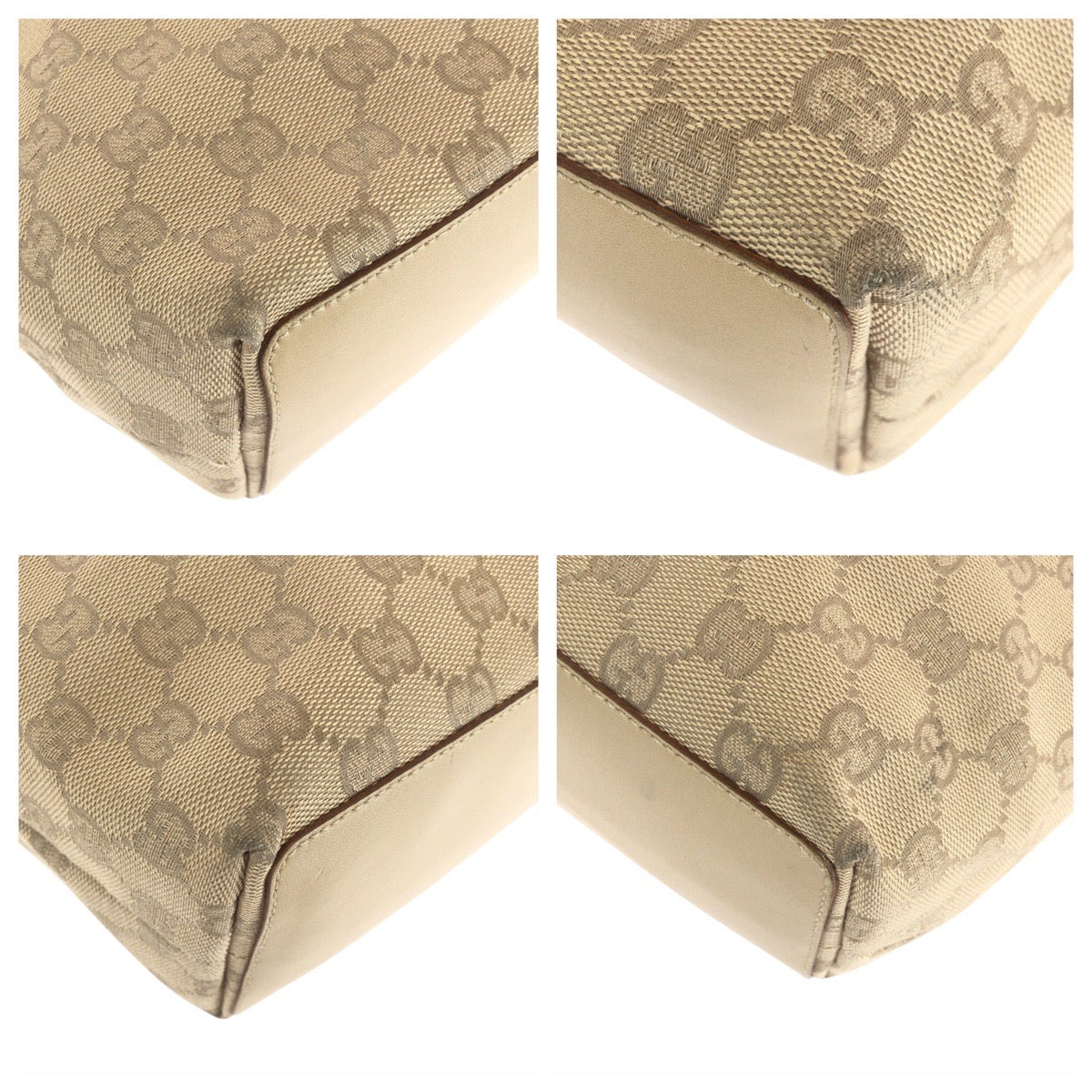 Gucci GG , SilverMetal Leather Canvas Brown Beige Shoulder Bag