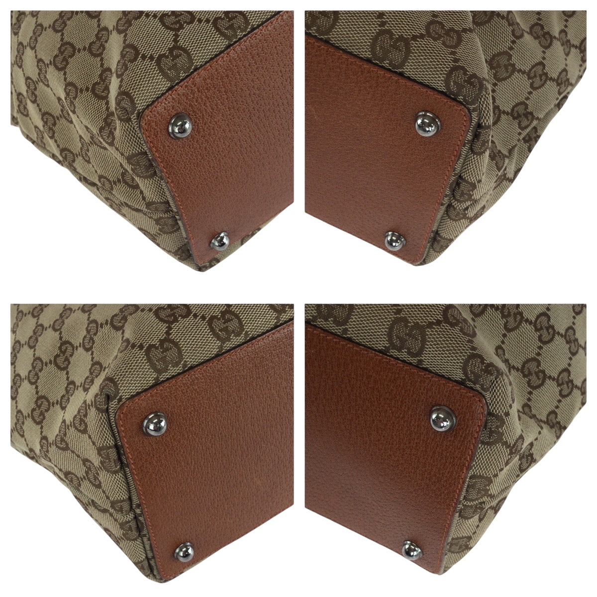 Gucci GG Metal Canvas Brown Silver Shoulder Bag