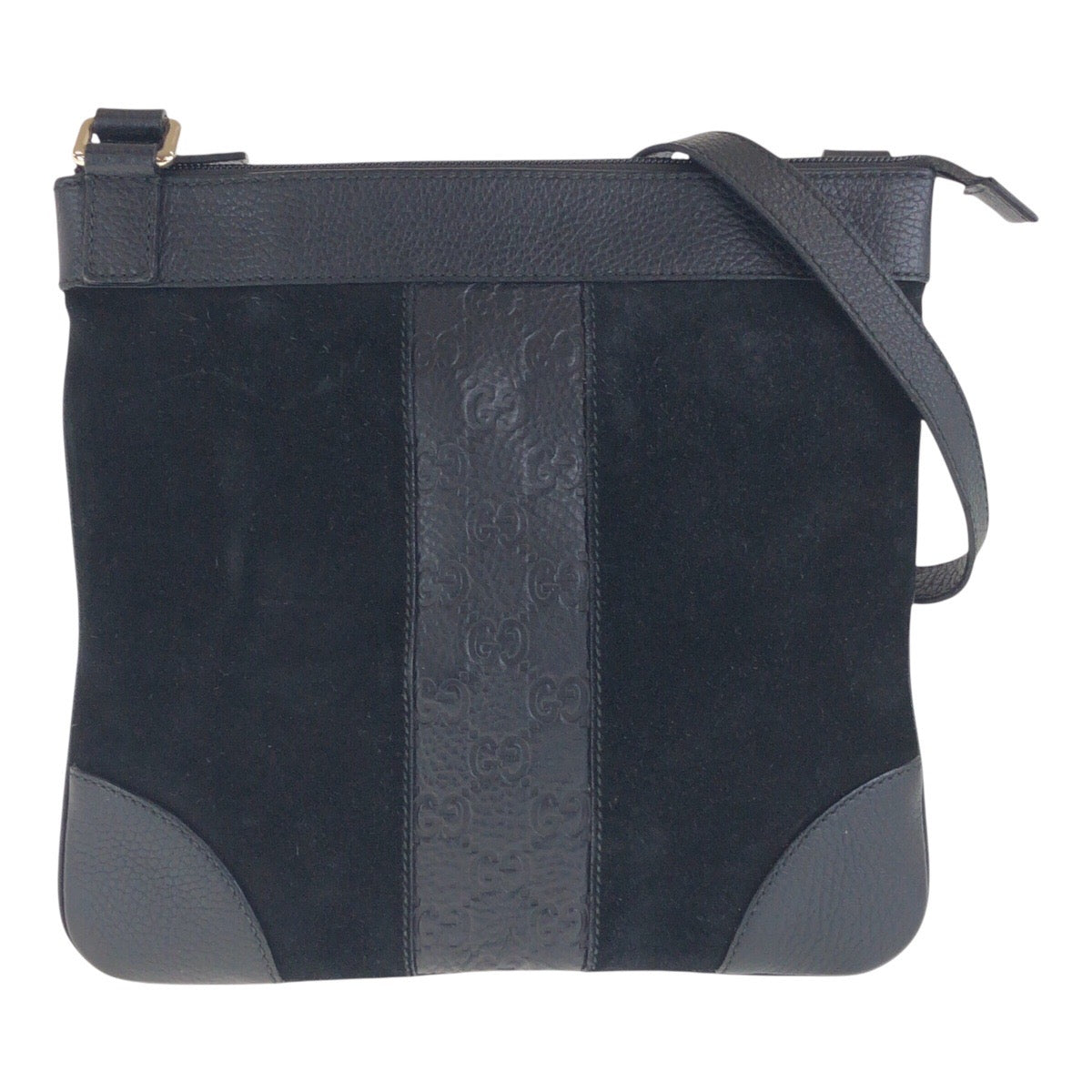 Gucci 272 396 , Metal Leather Suede Black Silver Crossbody Bag