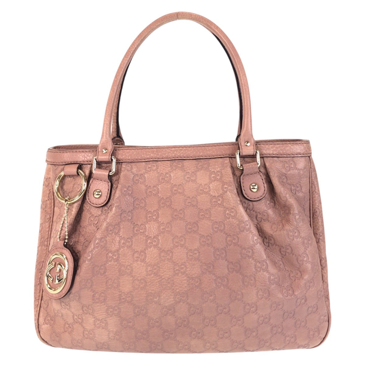 Gucci Metal Guccisima Sukey Leather Beige Pink Gold Tote Bag