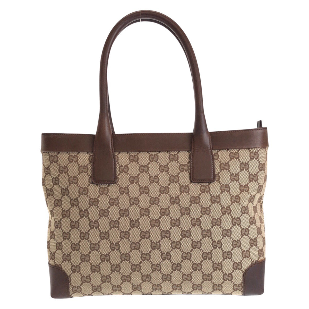 Gucci GG Leather Canvas Brown Beige Shoulder Bag
