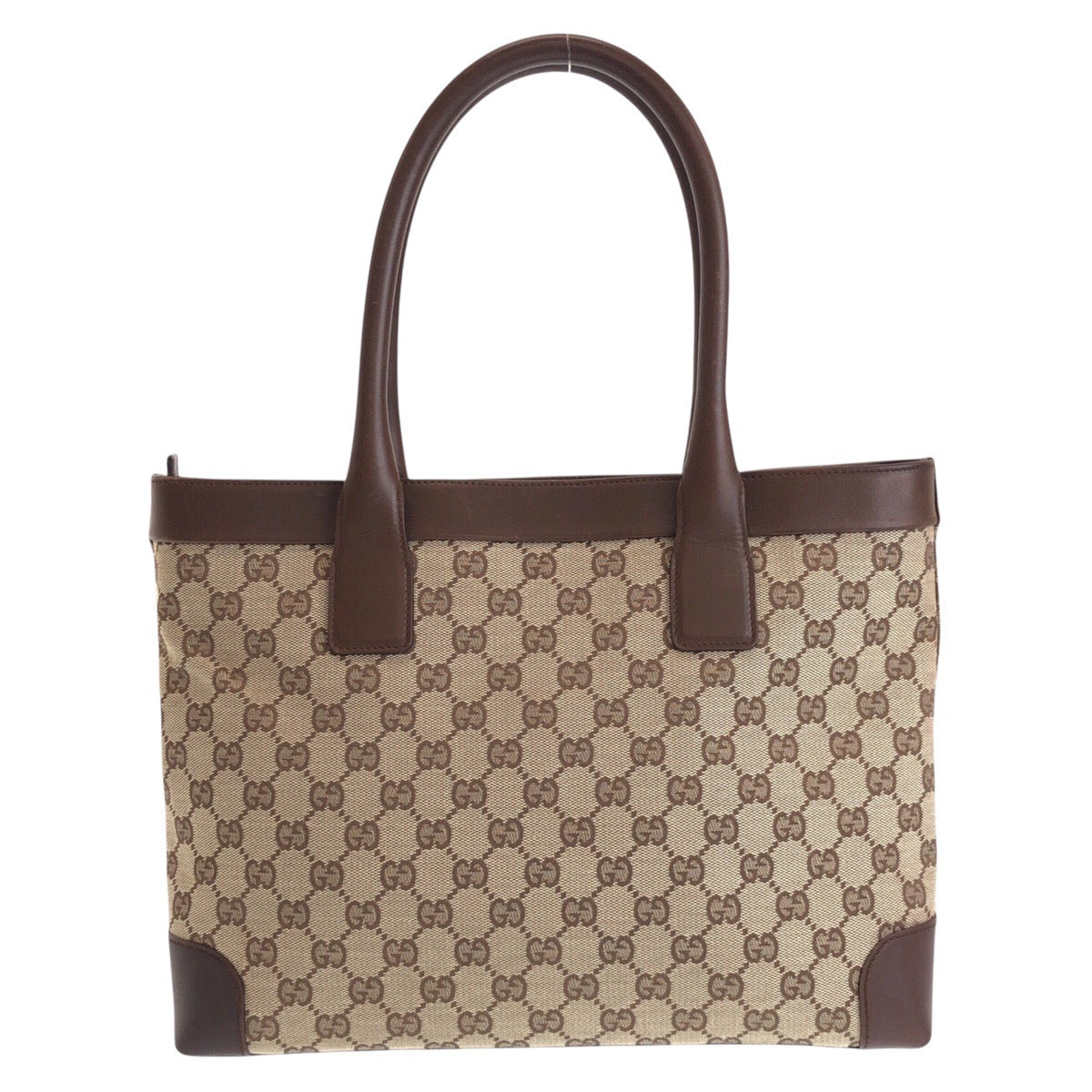 Gucci GG Leather Canvas Brown Beige Shoulder Bag