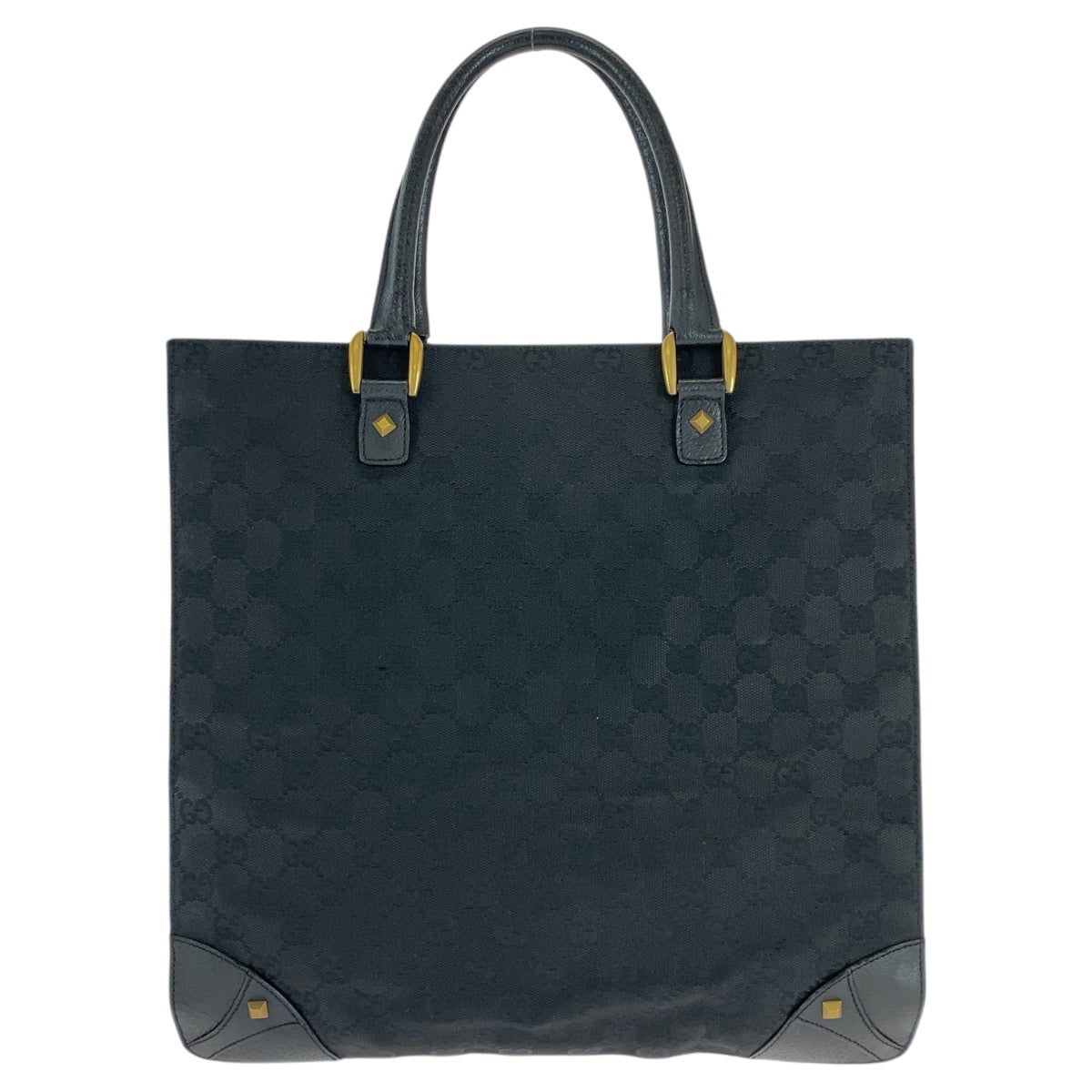 Gucci GG , Studs Leather Canvas Black Shoulder Bag