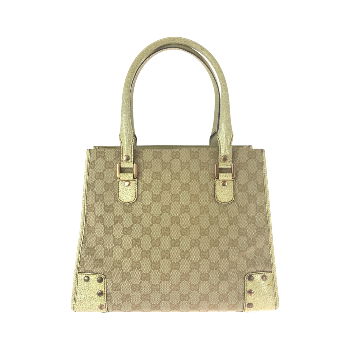 Gucci GG Ivory Metal Canvas Beige Gold Shoulder Bag