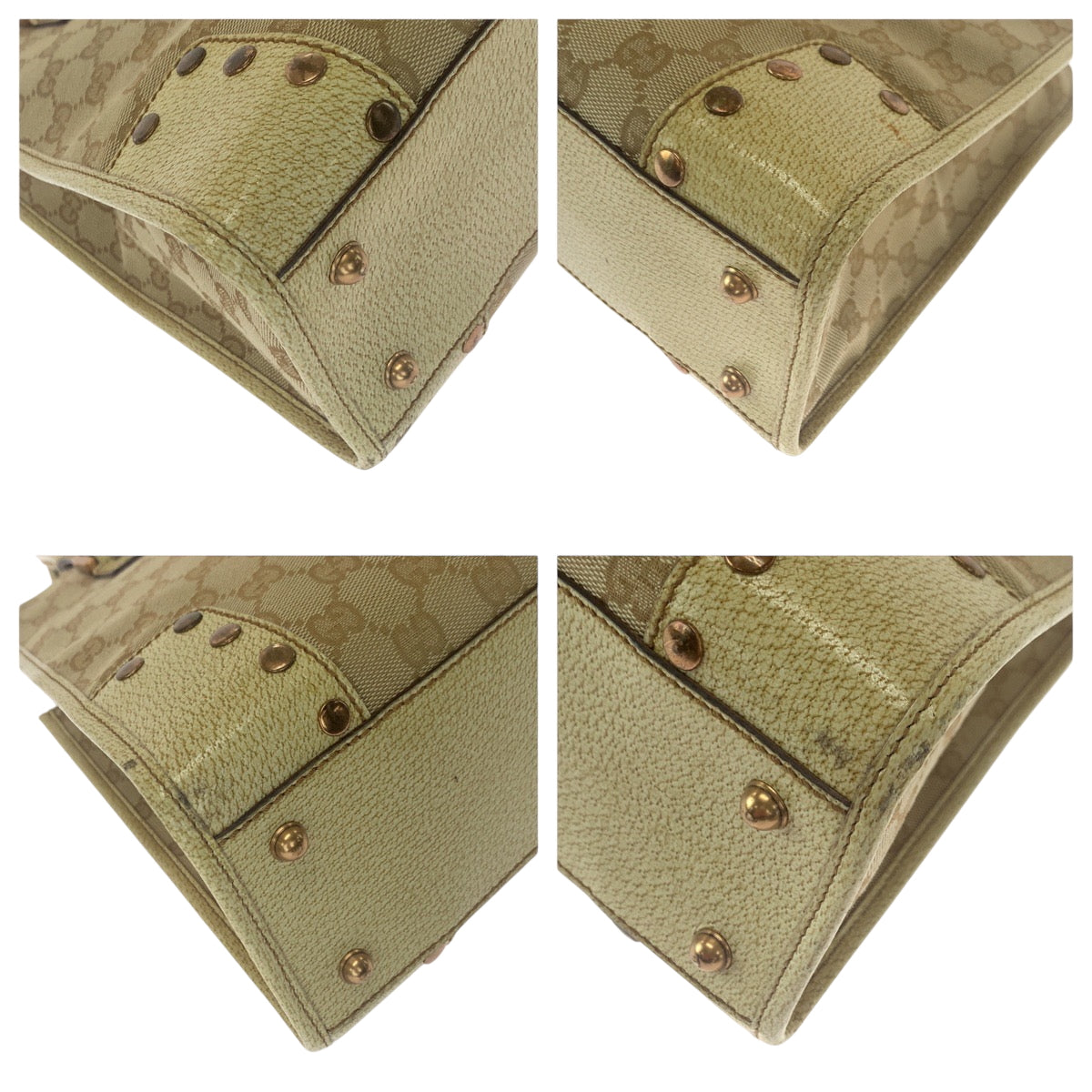 Gucci GG Ivory Metal Canvas Beige Gold Shoulder Bag
