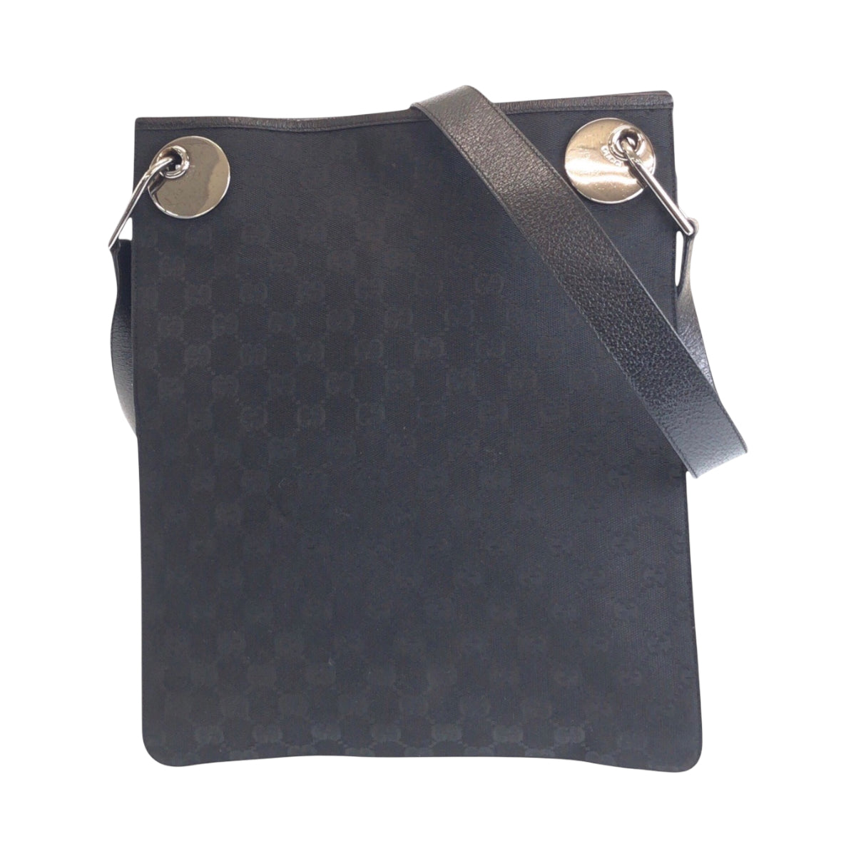 Gucci GG , SilverMetal pochette Leather Canvas Black Shoulder Bag