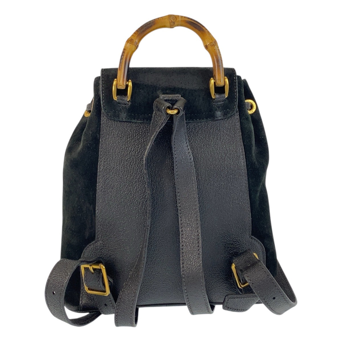 Gucci Backpack 003 GoldMetal Bamboo Suede Black