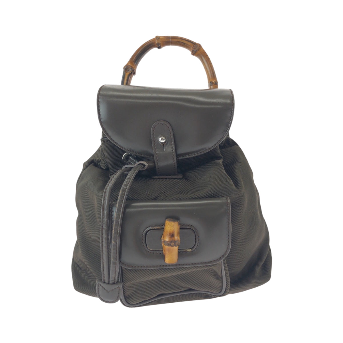 Gucci Backpack 003 Khaki SilverMetal Backpack Nylon Brown
