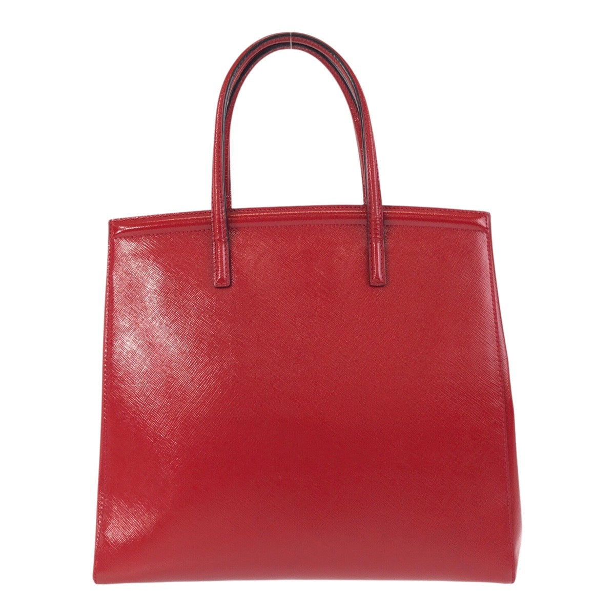 Tote Bag Metal Safiano Leather Red