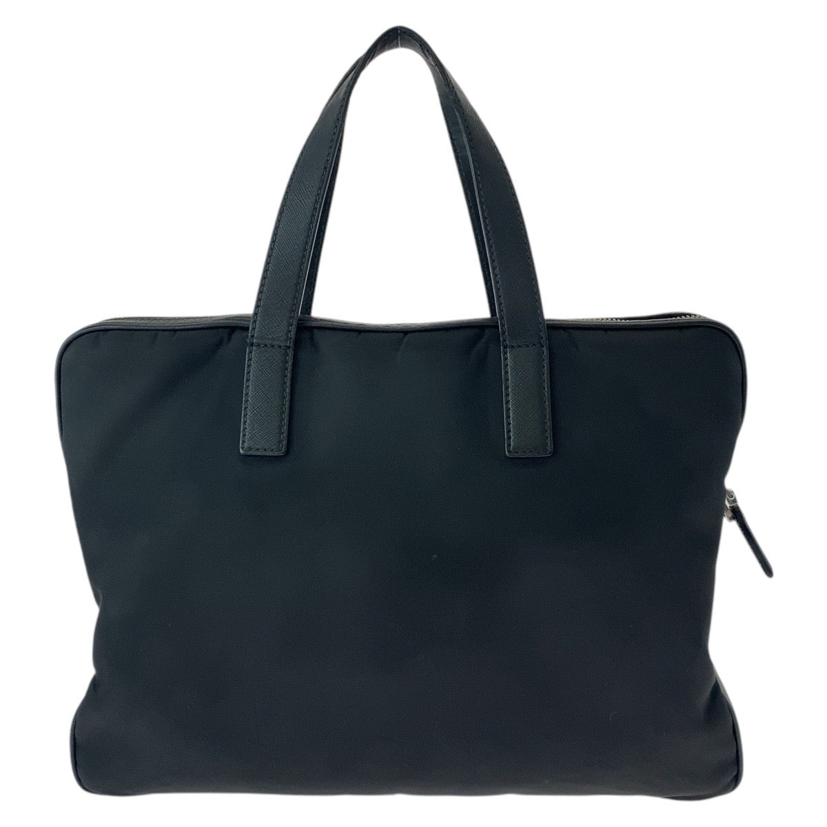 Prada Tessuto Triangle Plate Briefcase Handbag Leather Nylon Logo Travel Bag