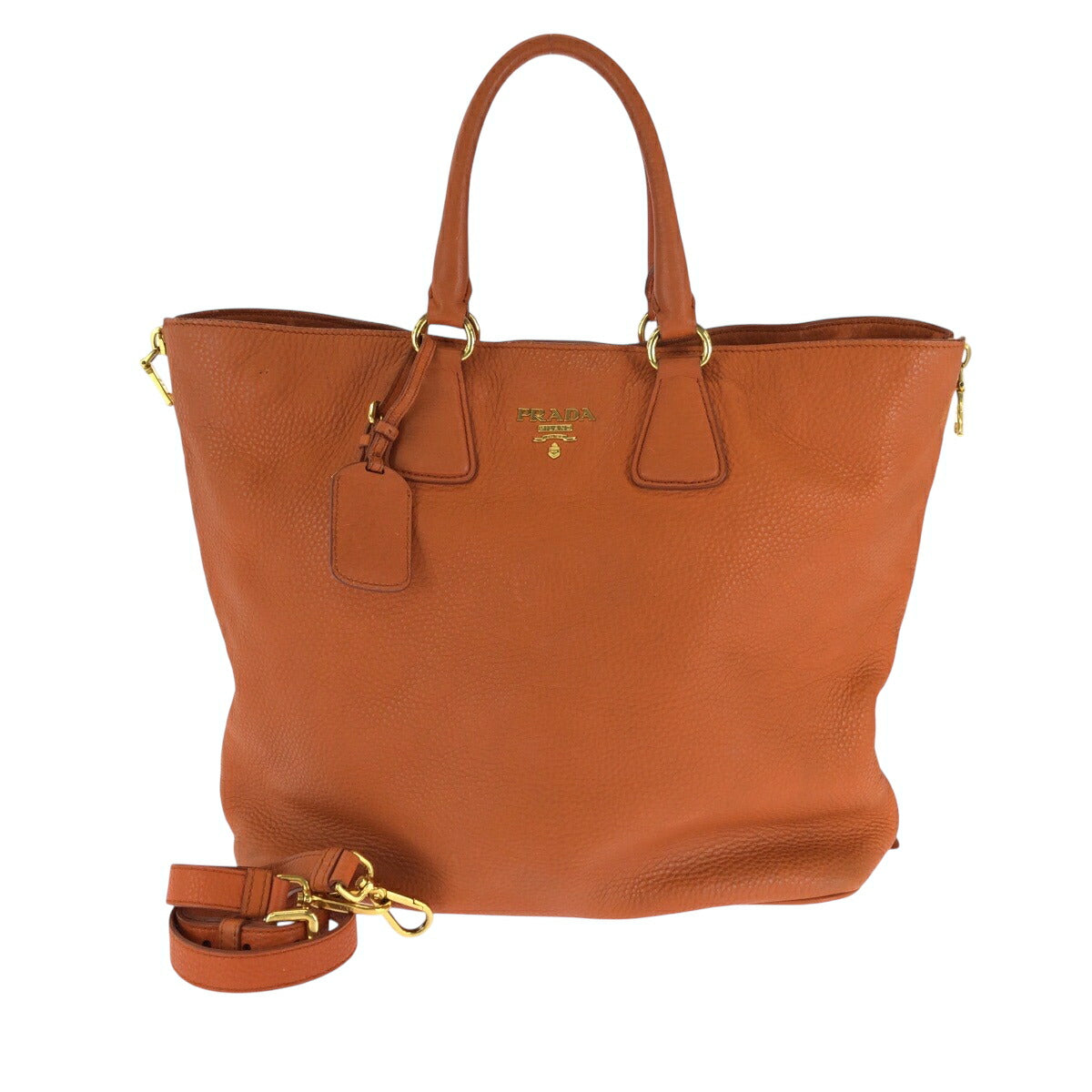 Prada Daino 2Way Bag Vitello Orange Logo Tote Bag