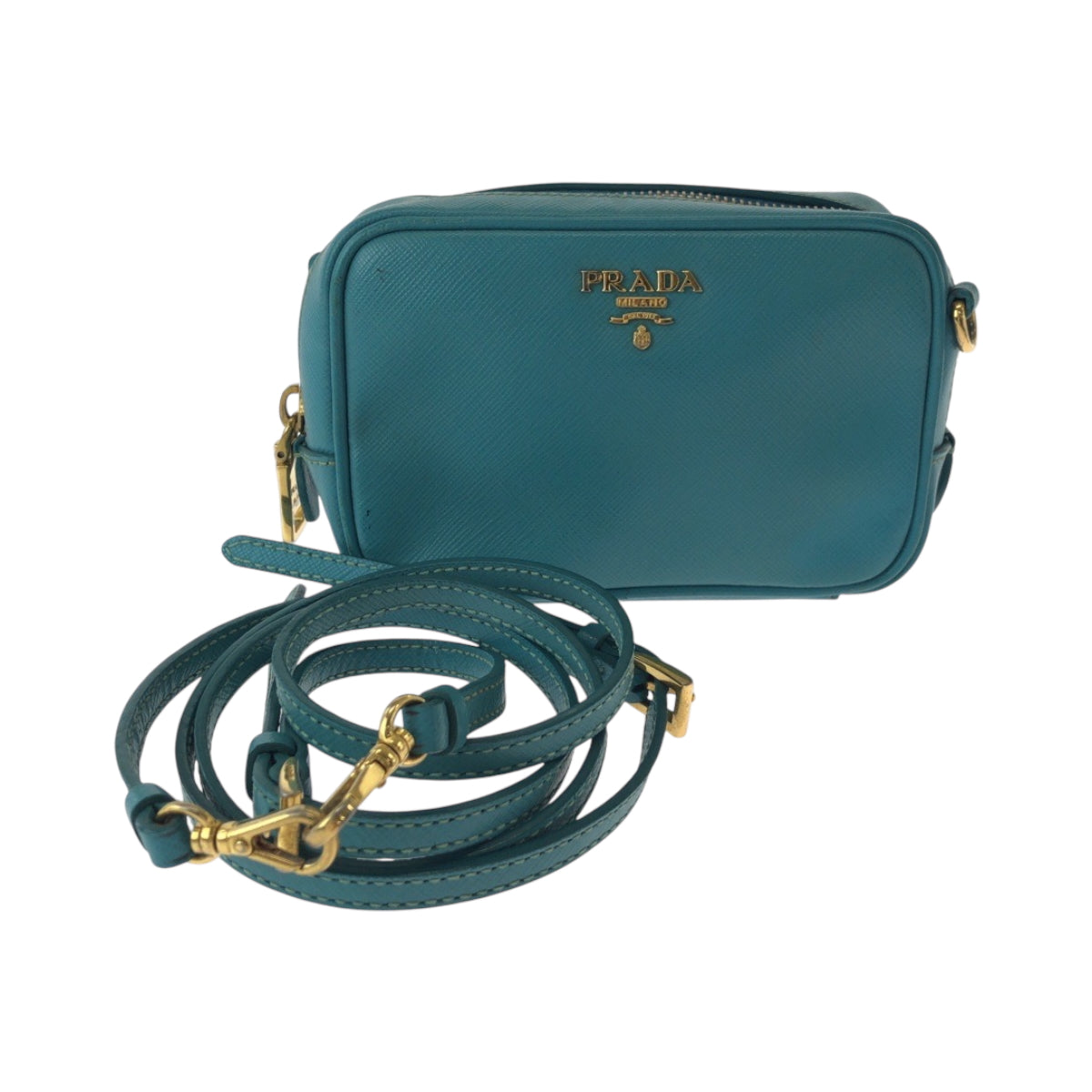 Shoulder Bag Goldmetal Safiano Triangle With Logo Leather Blue