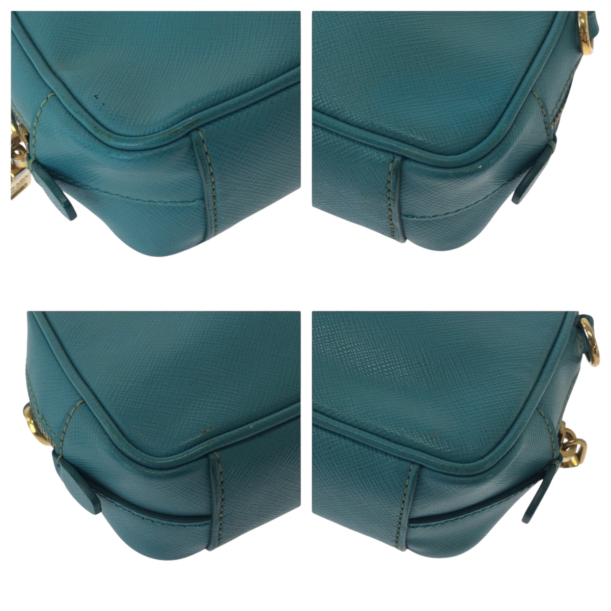 Shoulder Bag Goldmetal Safiano Triangle With Logo Leather Blue
