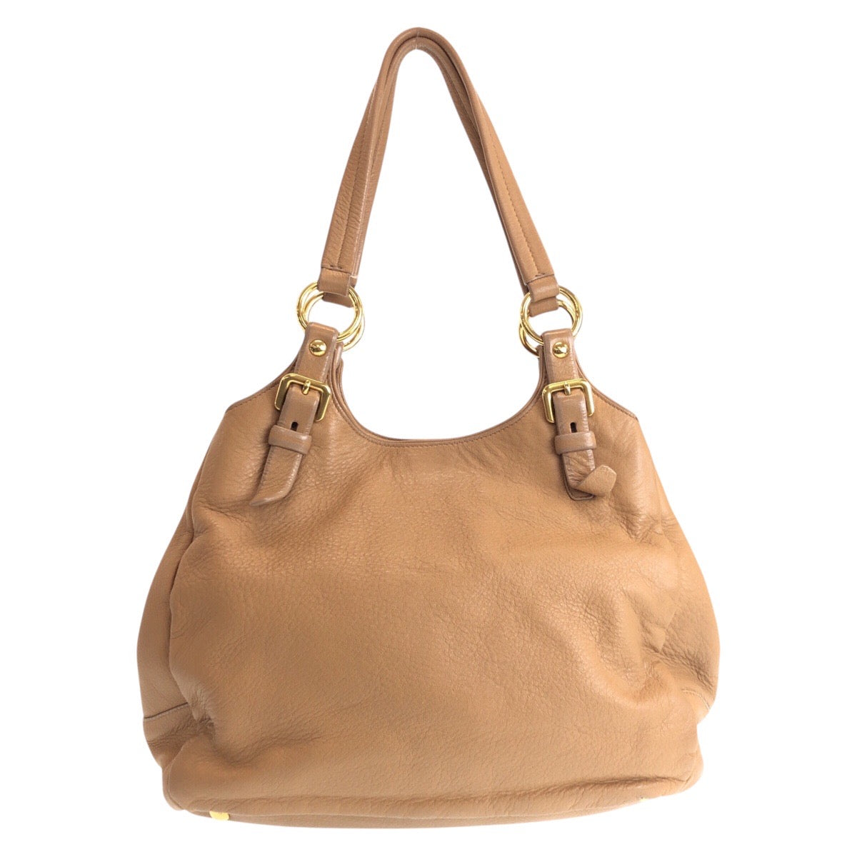 Shoulder Bag Metal Leather Beige
