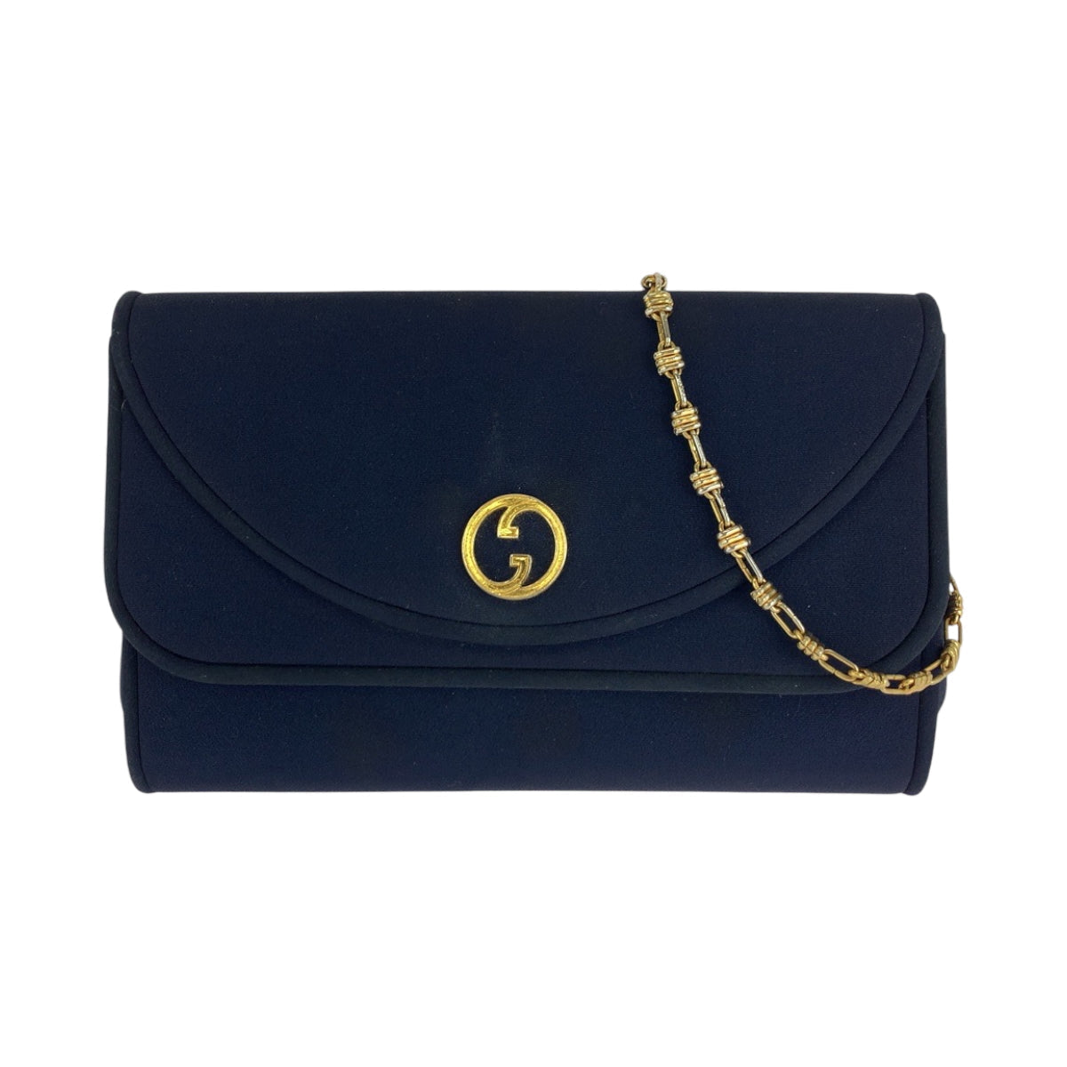 Gucci Metal Old Canvas Gold Navy Shoulder Bag