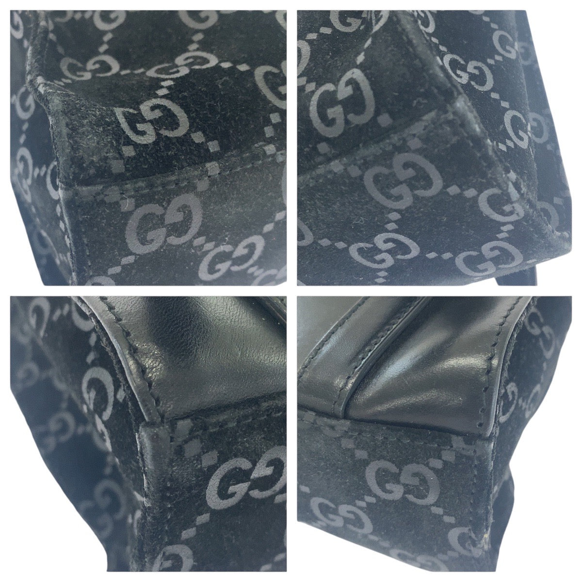 Gucci Backpack 003 , Metal Backpack Leather Suede Black Silver