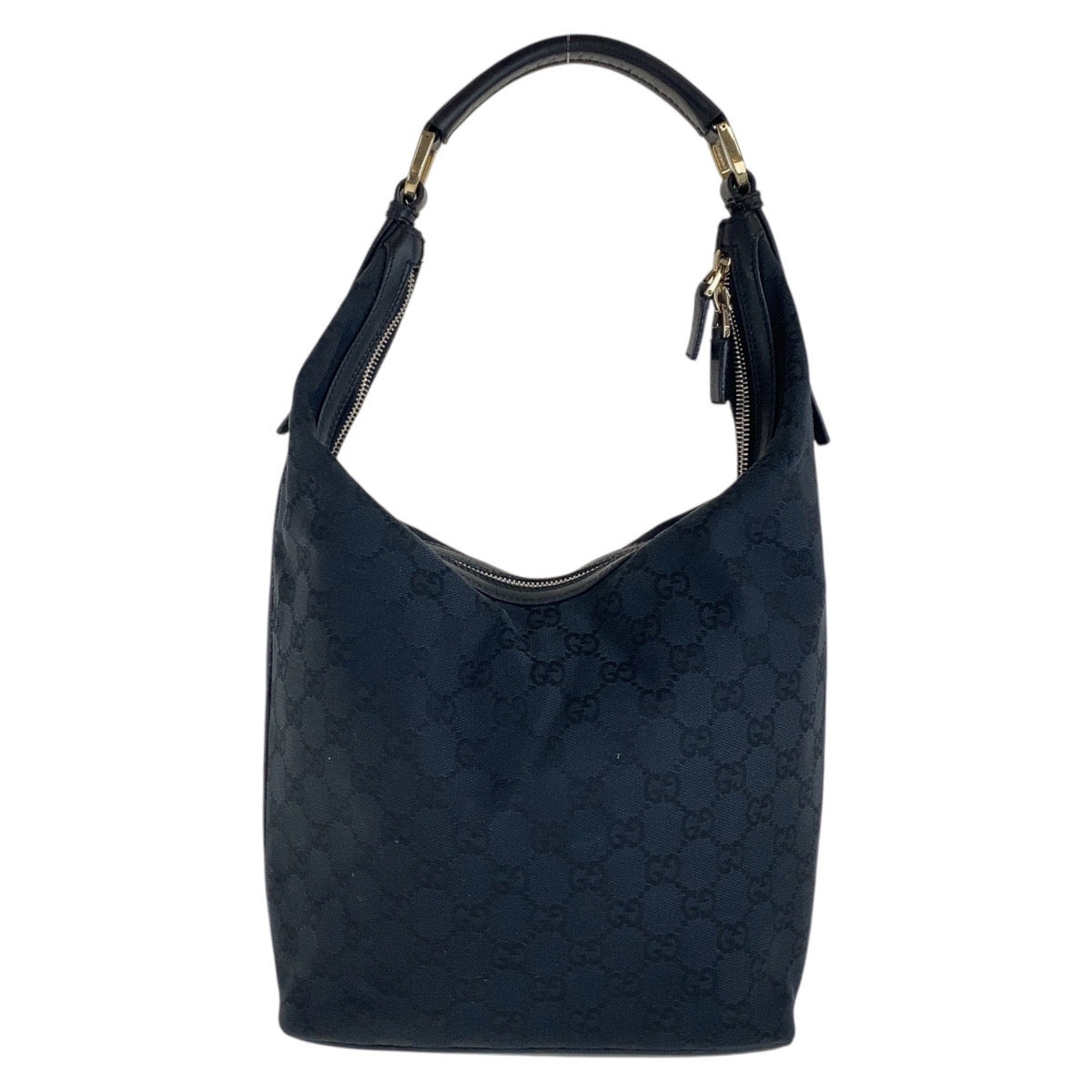 Gucci 001 GG , GoldMetal Leather Canvas Black Shoulder Bag 3