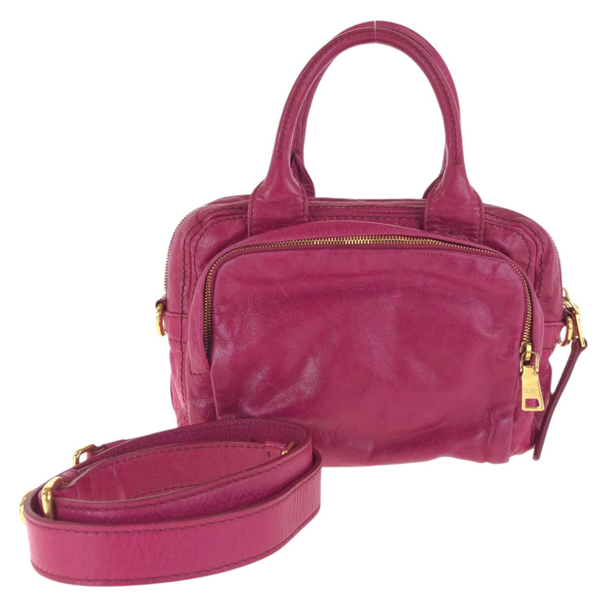 Prada Triangle 2Way Bag Leather Logo Travel Bag Logo 2Way Bag