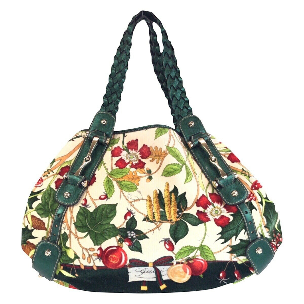 Gucci Velour Horsebit Floral Print 2Way Bag Leather Travel Bag