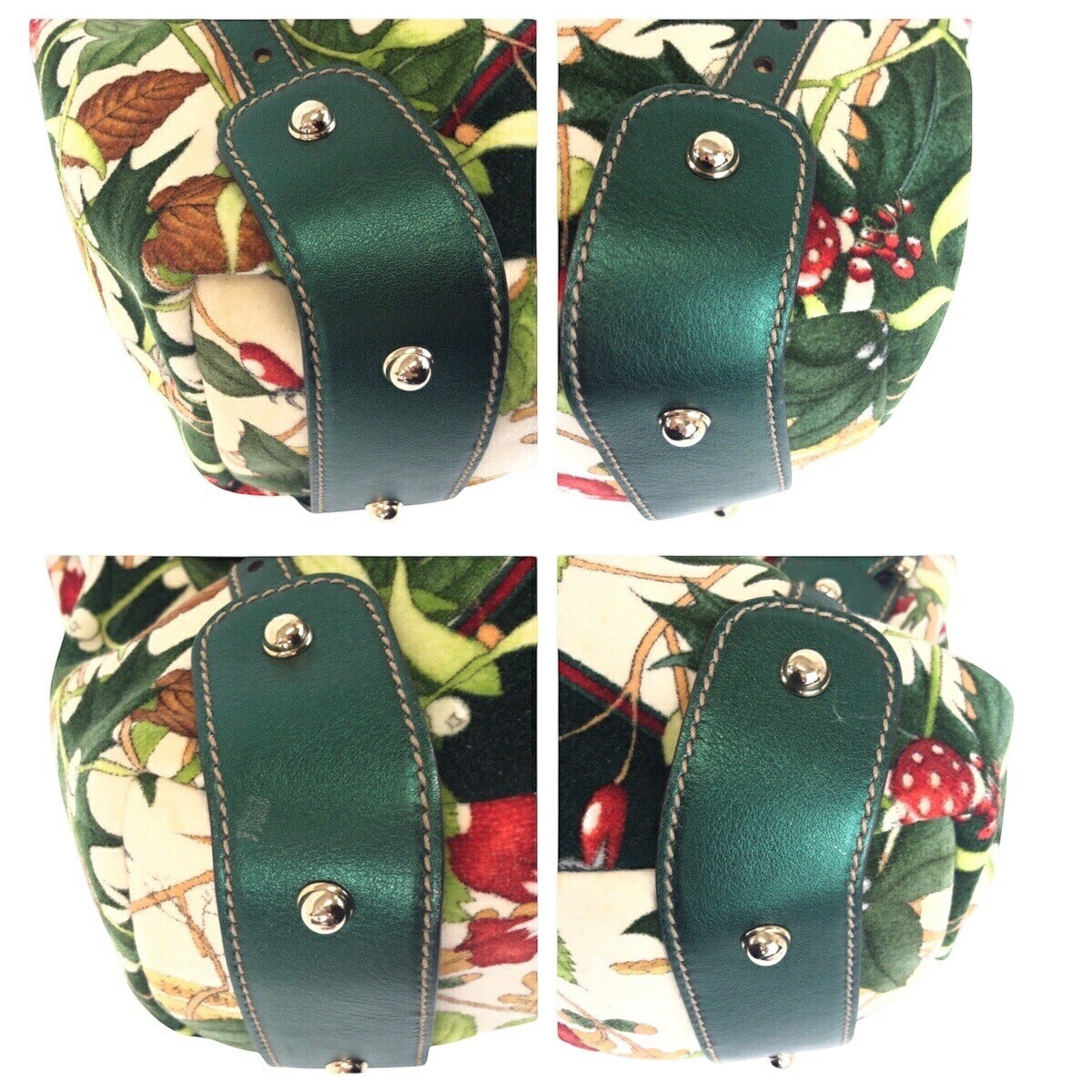 Gucci Velour Horsebit Floral Print 2Way Bag Leather Travel Bag