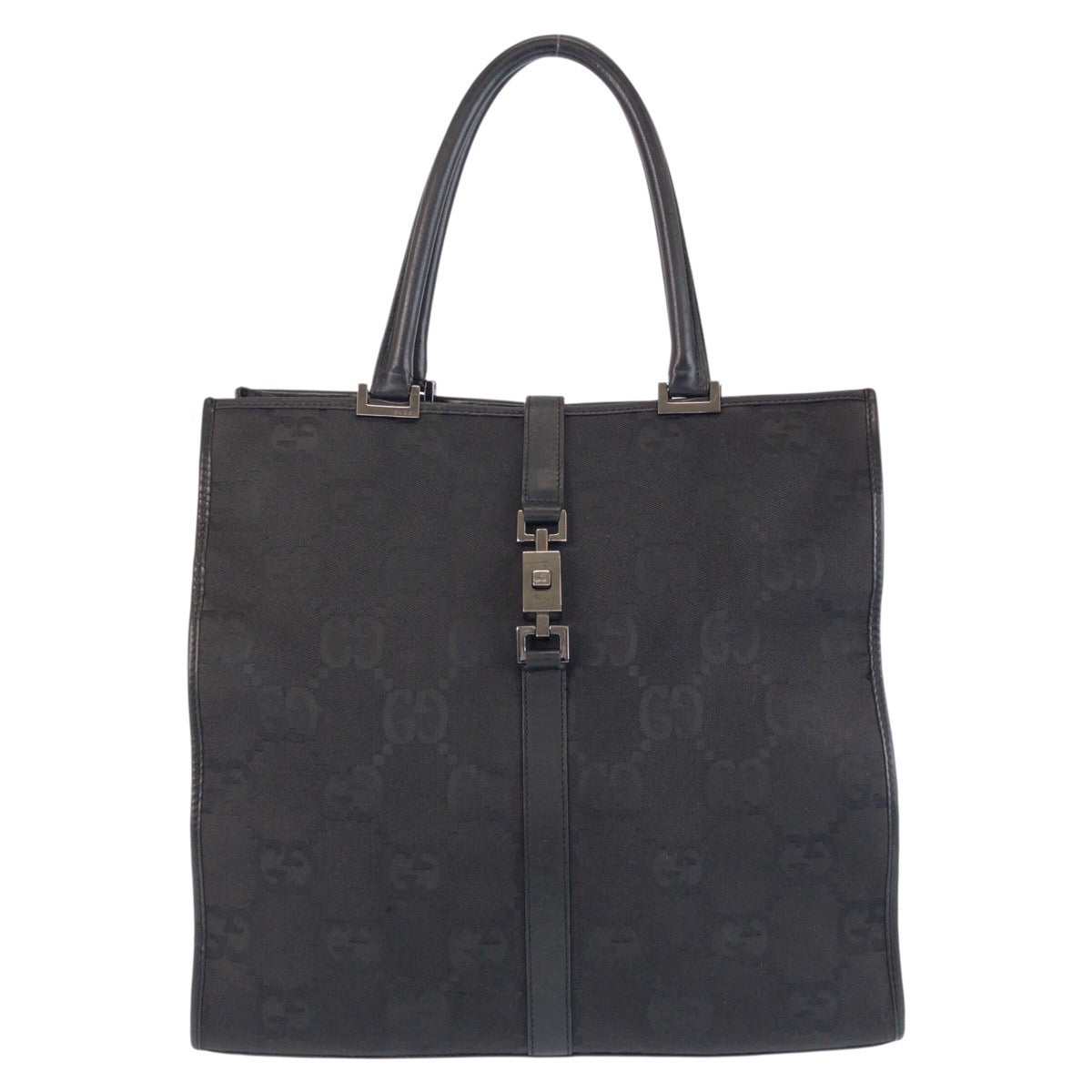 Gucci 002 GG , Jackie GG Leather Canvas Black Shoulder Bag