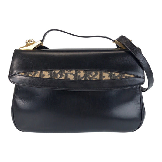 Dior Christian Shoulder Bag Goldmetal Way Shoulder Bag Leather Black