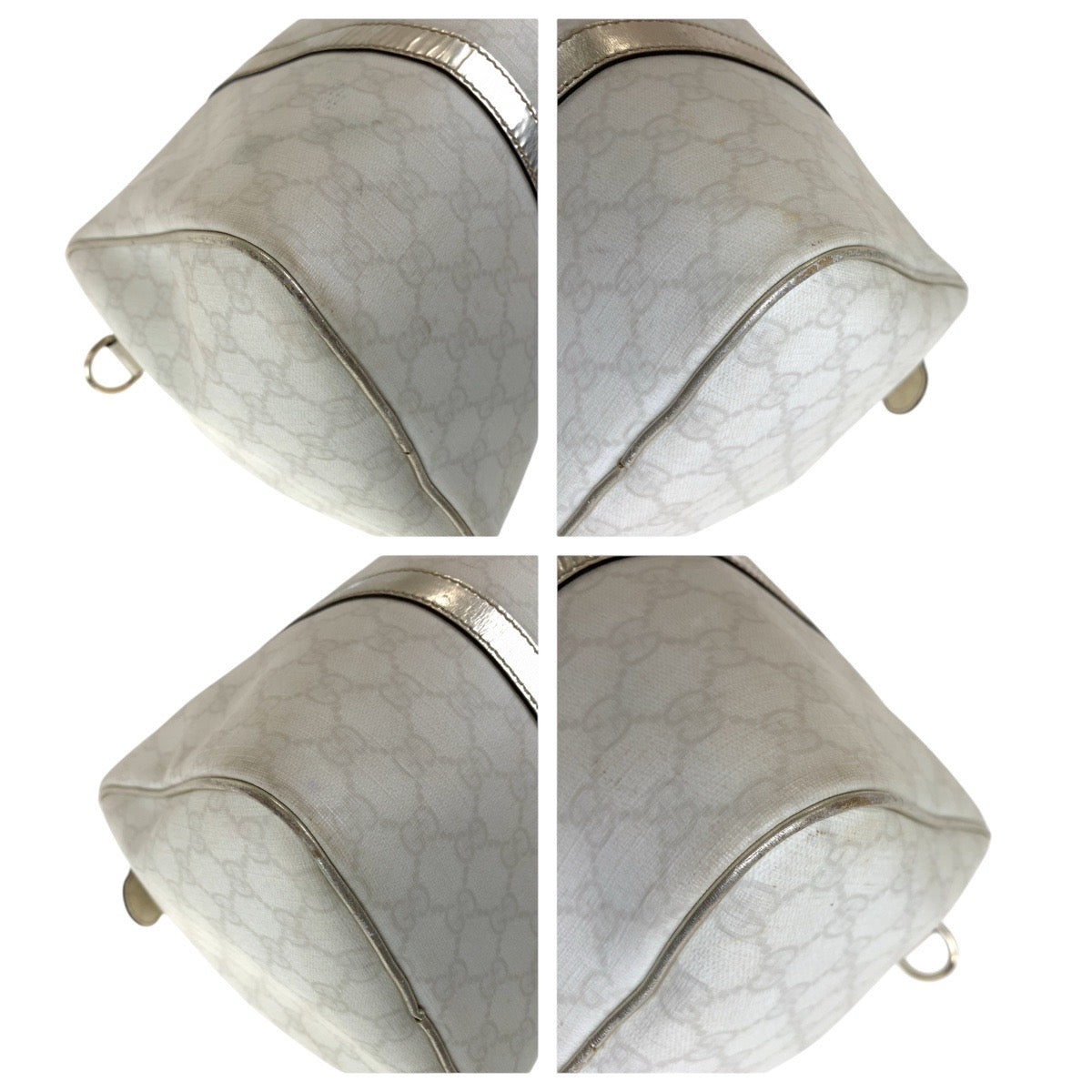 Gucci GG Supreme , Boston Duffel Leather Canvas White Gold Mini Bag