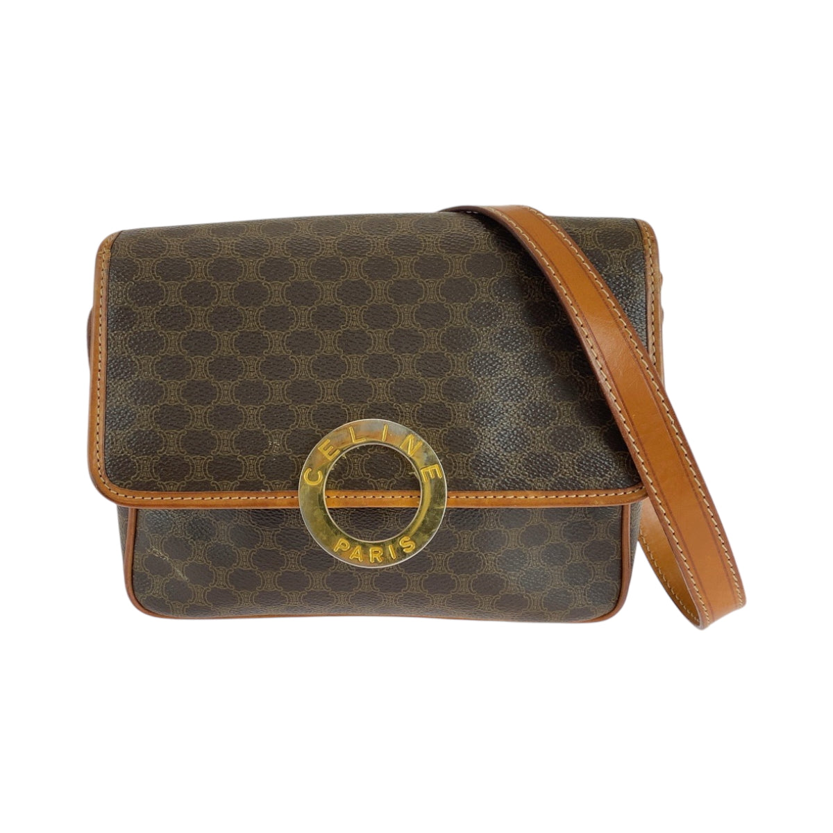 Shoulder Bag Pvc Metal Shoulder Bag Pochette Brown Gold