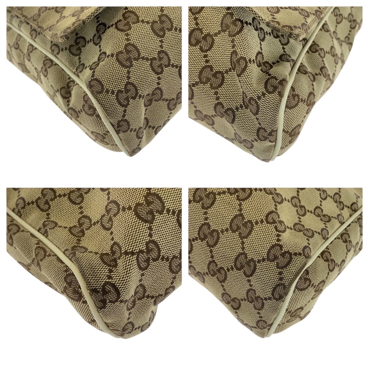 Gucci GG Ivory SilverMetal Messenger Unisex Canvas Beige Shoulder Bag
