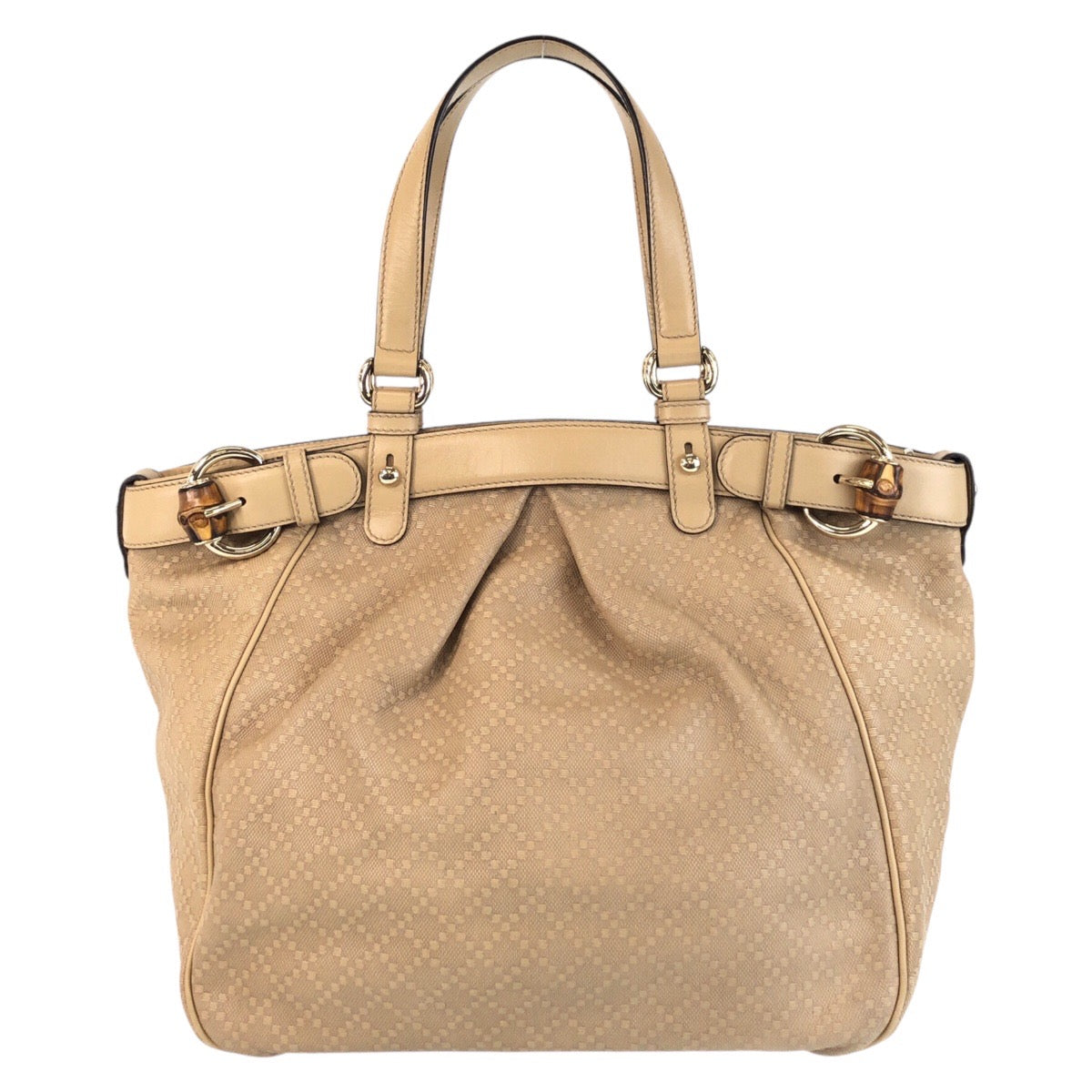 Gucci Diamante Bamboo 2Way Bag Leather Canvas Travel Bag