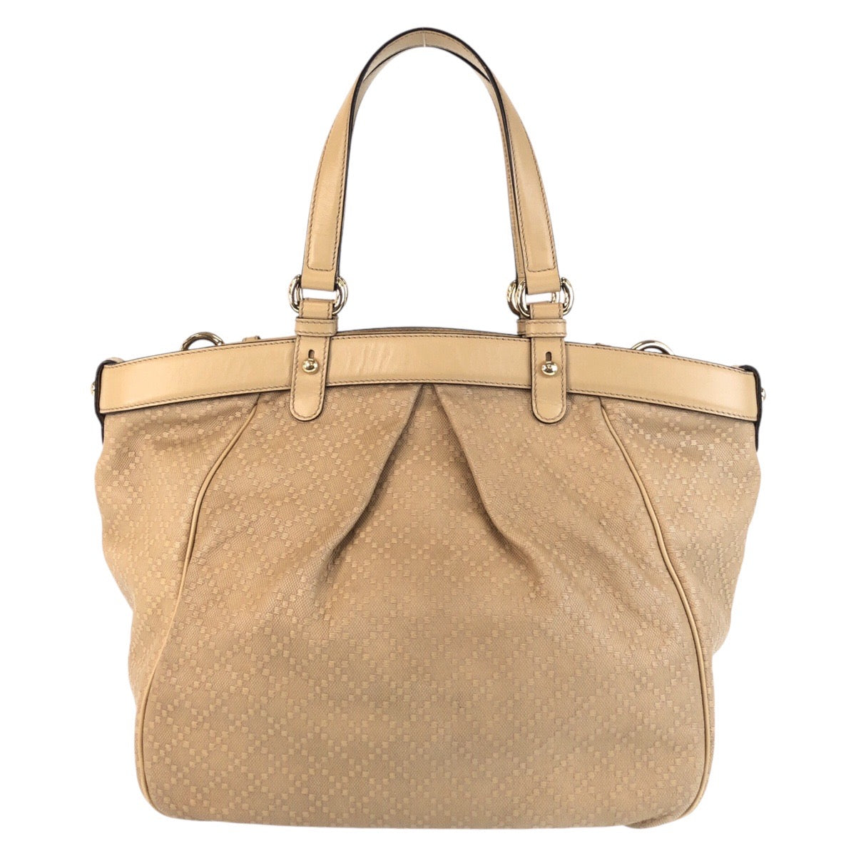 Gucci Diamante Bamboo 2Way Bag Leather Canvas Travel Bag