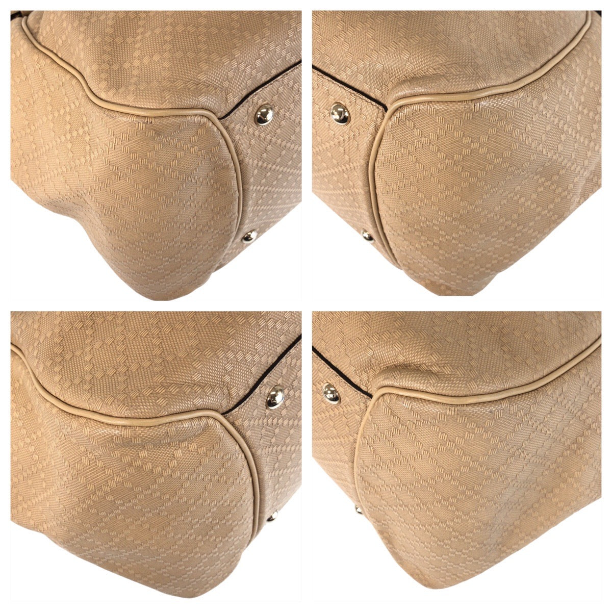 Gucci Diamante Bamboo 2Way Bag Leather Canvas Travel Bag