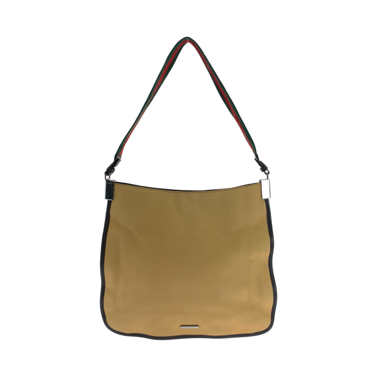 Gucci 001 SilverMetal Sherry line Canvas Brown Red Green Shoulder Bag