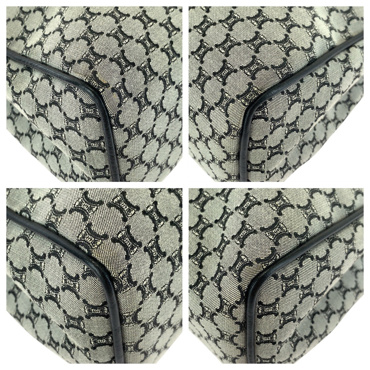 Tote Bag Ce , Grey Silvermetal Tote Leather Canvas