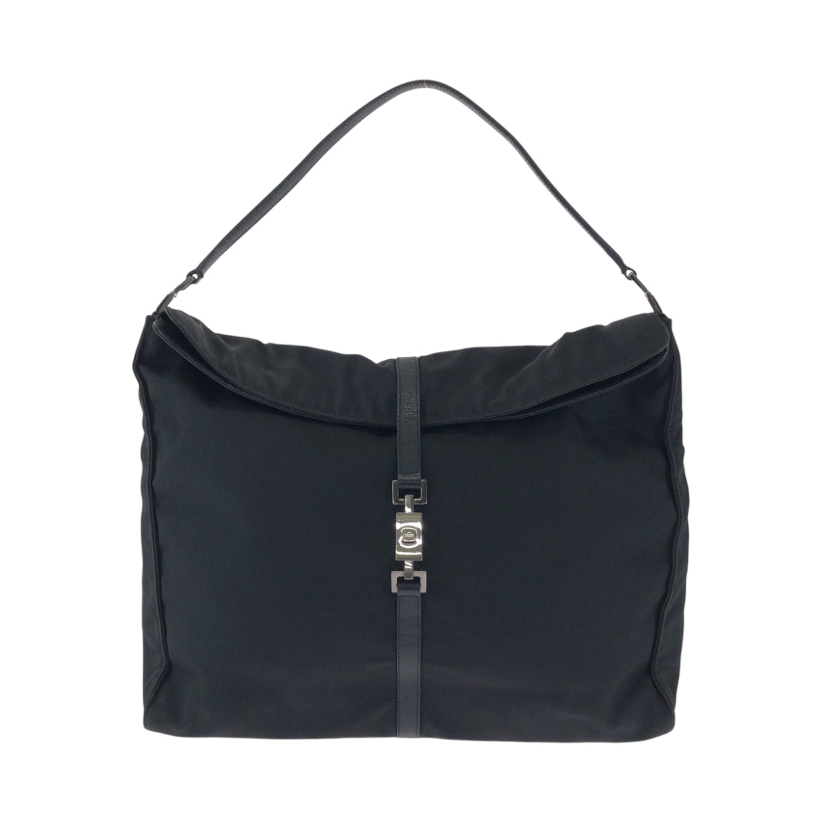 Gucci 001 GG SilverMetal Jackie Canvas Black Shoulder Bag