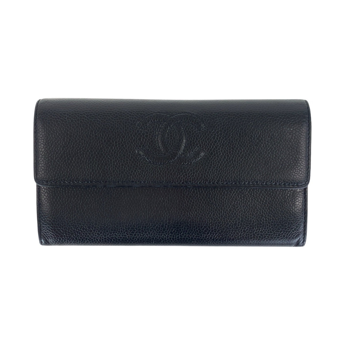 Chanel Caviar Skin Coco Mark Long Wallet 2217****