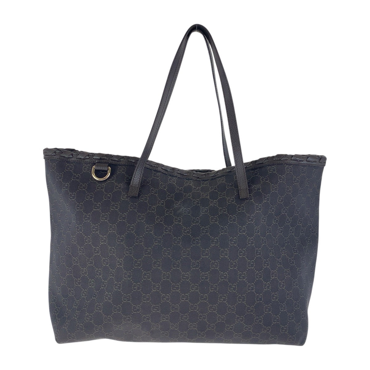 Gucci GG Canvas Brown Silver Tote Bag