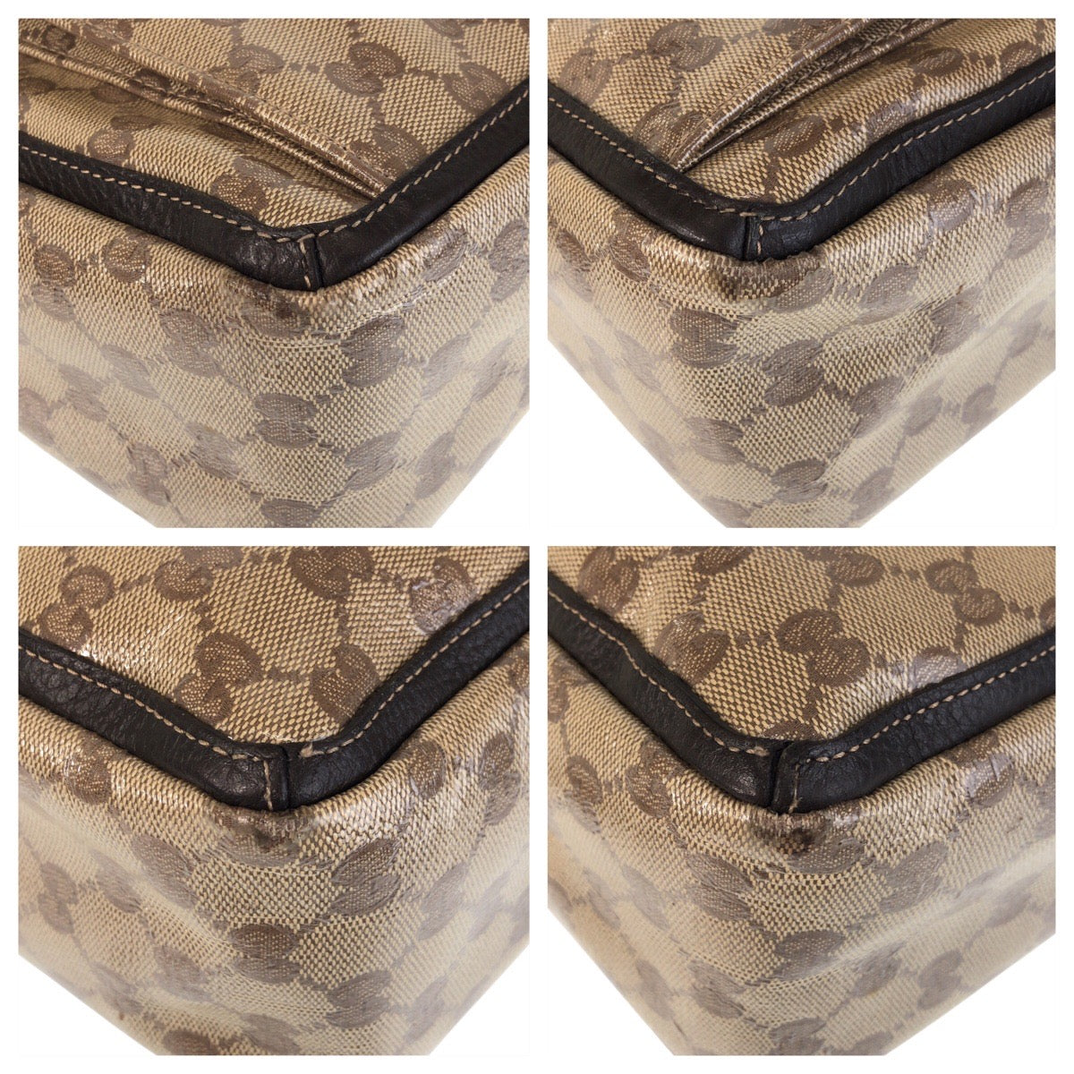 Gucci Coated Gold Leather Canvas Brown Beige Apparel