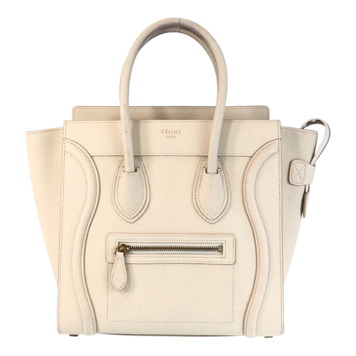 F Cu Ivory Metal Handbag Tote Bag Leather Gold