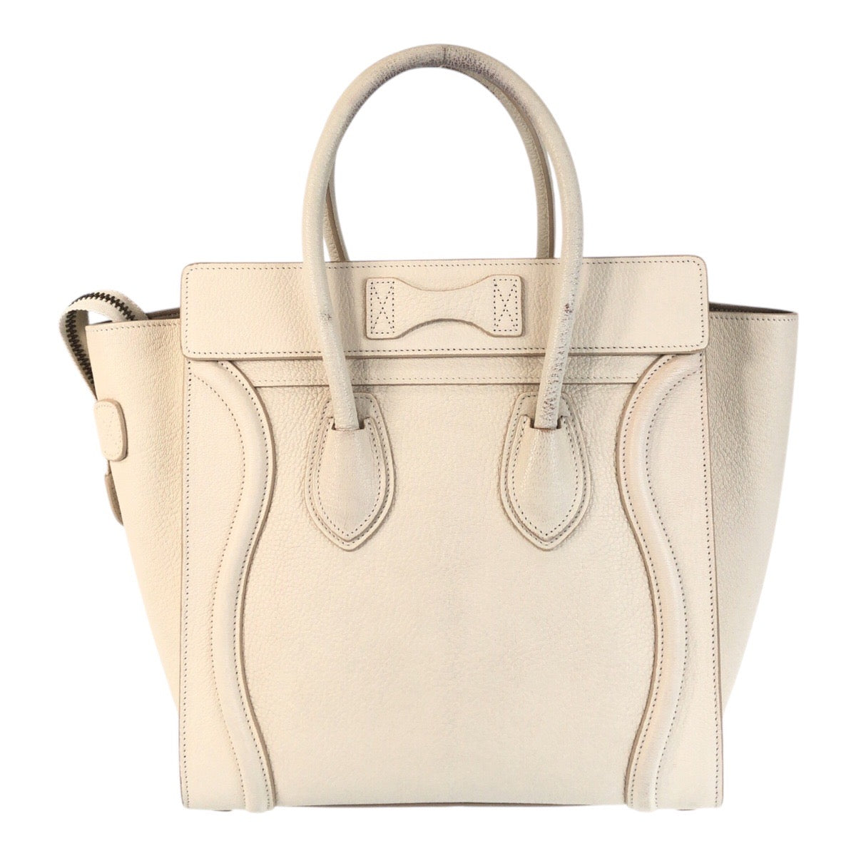 F Cu Ivory Metal Handbag Tote Bag Leather Gold
