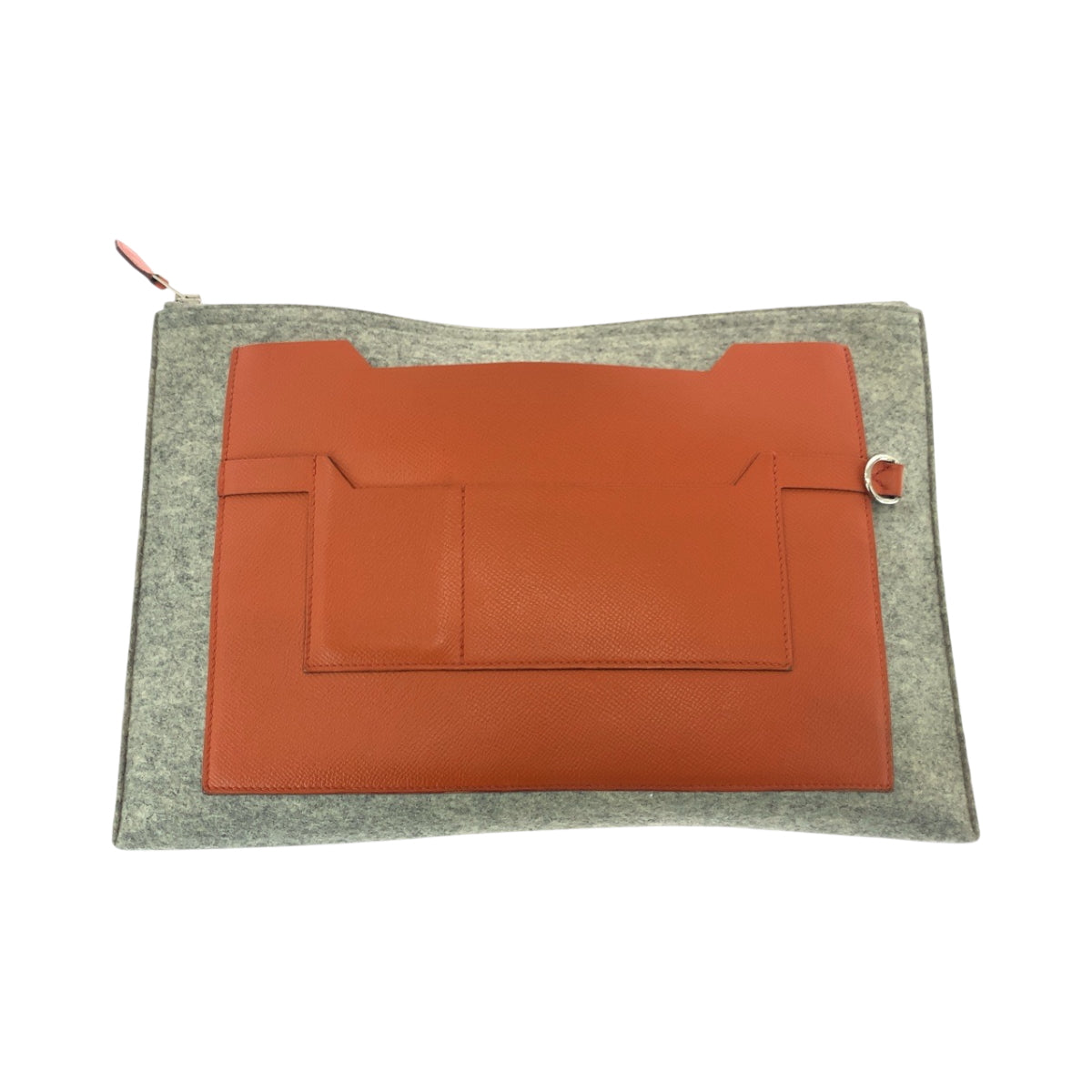 Clutch Bag Felt, Epsom Grey Orange Silvermetal