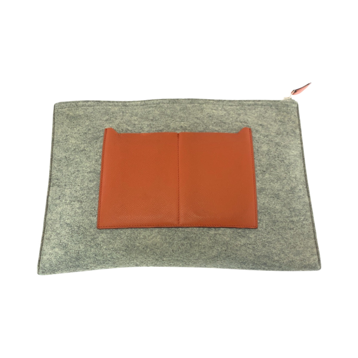 Clutch Bag Felt, Epsom Grey Orange Silvermetal