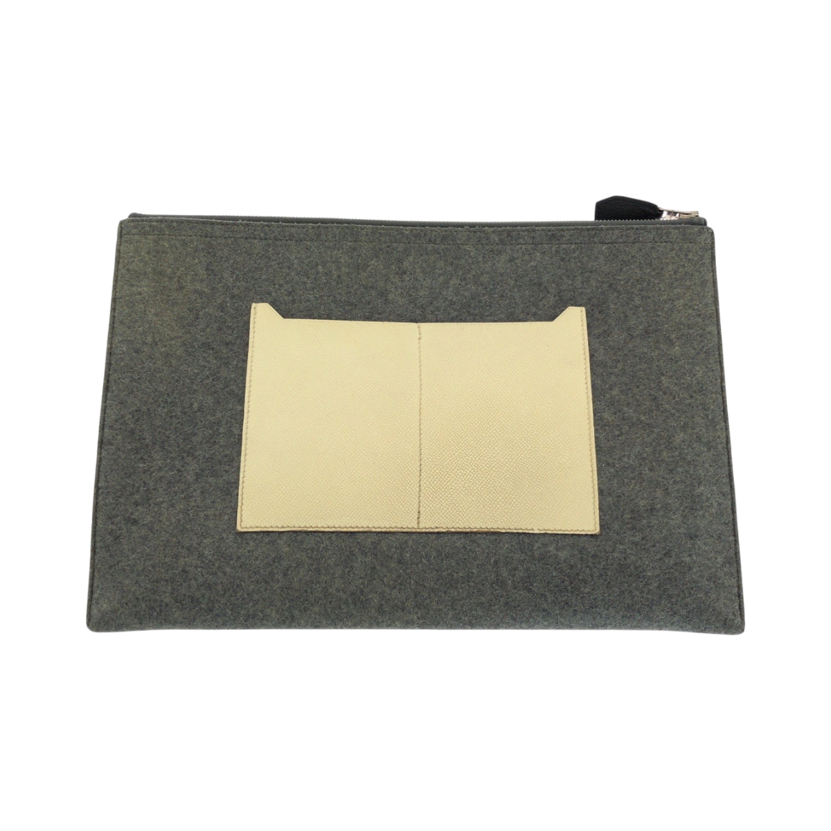 Clutch Bag Felt, Epsom Grey Ivory Silvermetal Black