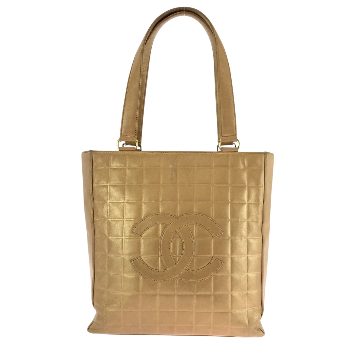 Chanel lambskin Bronze GoldMetal Chocolate bar COCO Tote Bag