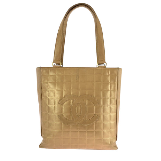 Chanel lambskin Bronze GoldMetal Chocolate bar COCO Tote Bag