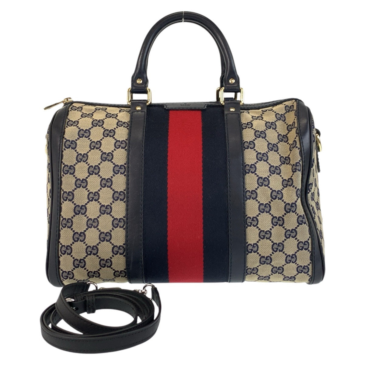 Gucci Sherry Line 2Way Bag Leather Canvas Travel Bag