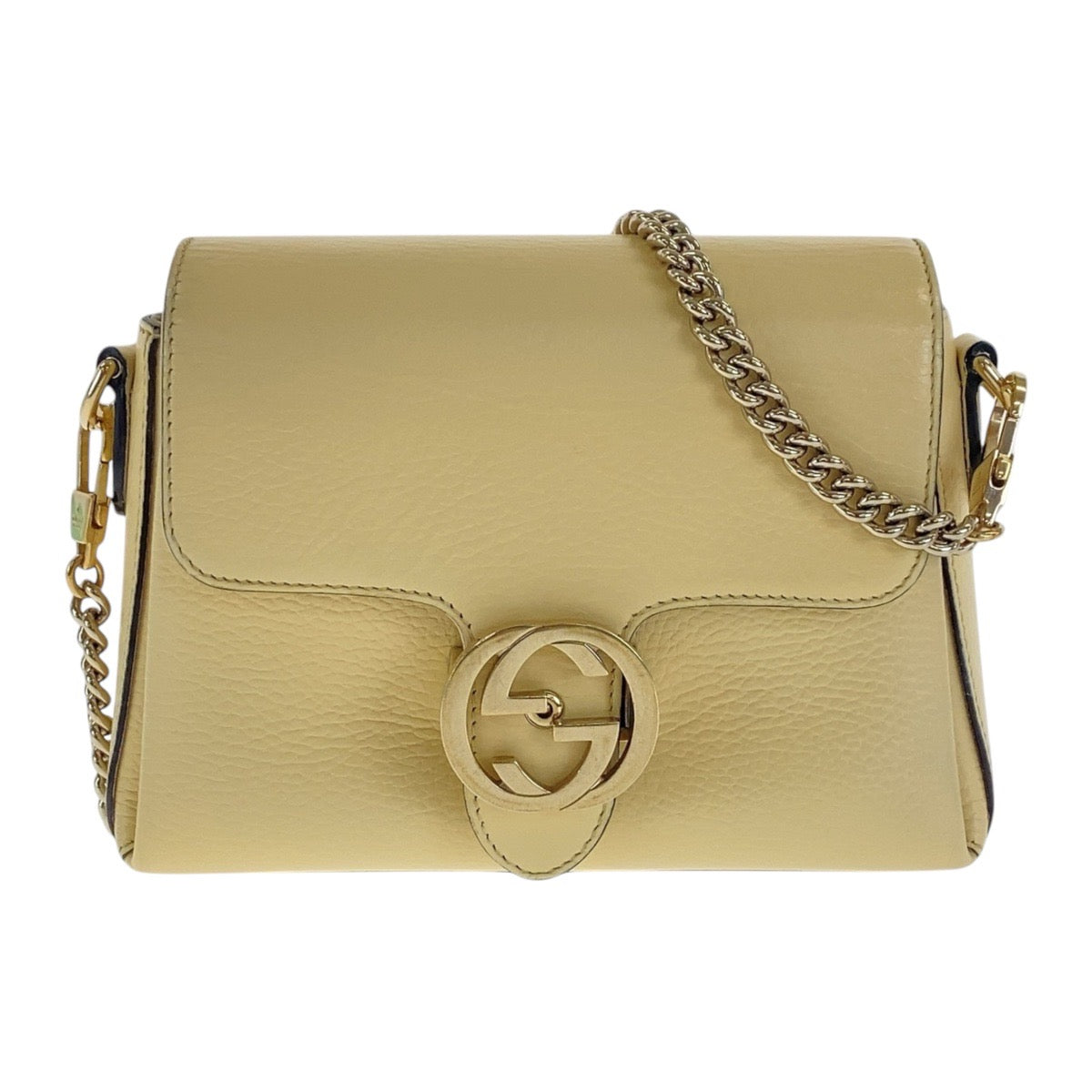 Gucci Ivory ocking Leather Gold Chain Crossbody Bag