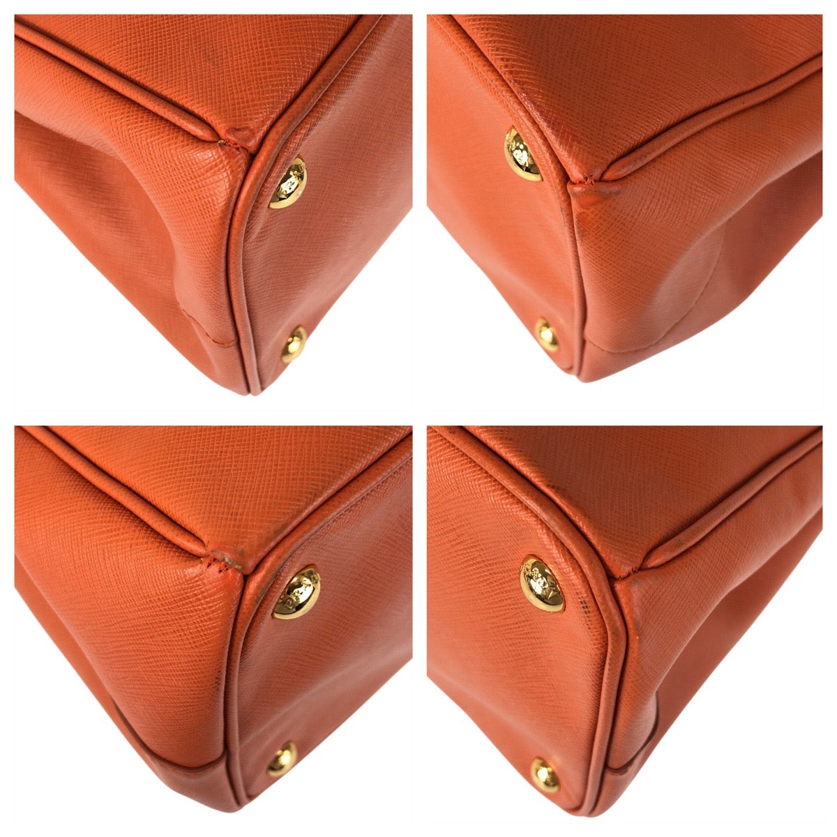 Orange Goldmetal Tote Bag Handbag Safiano Women Leather