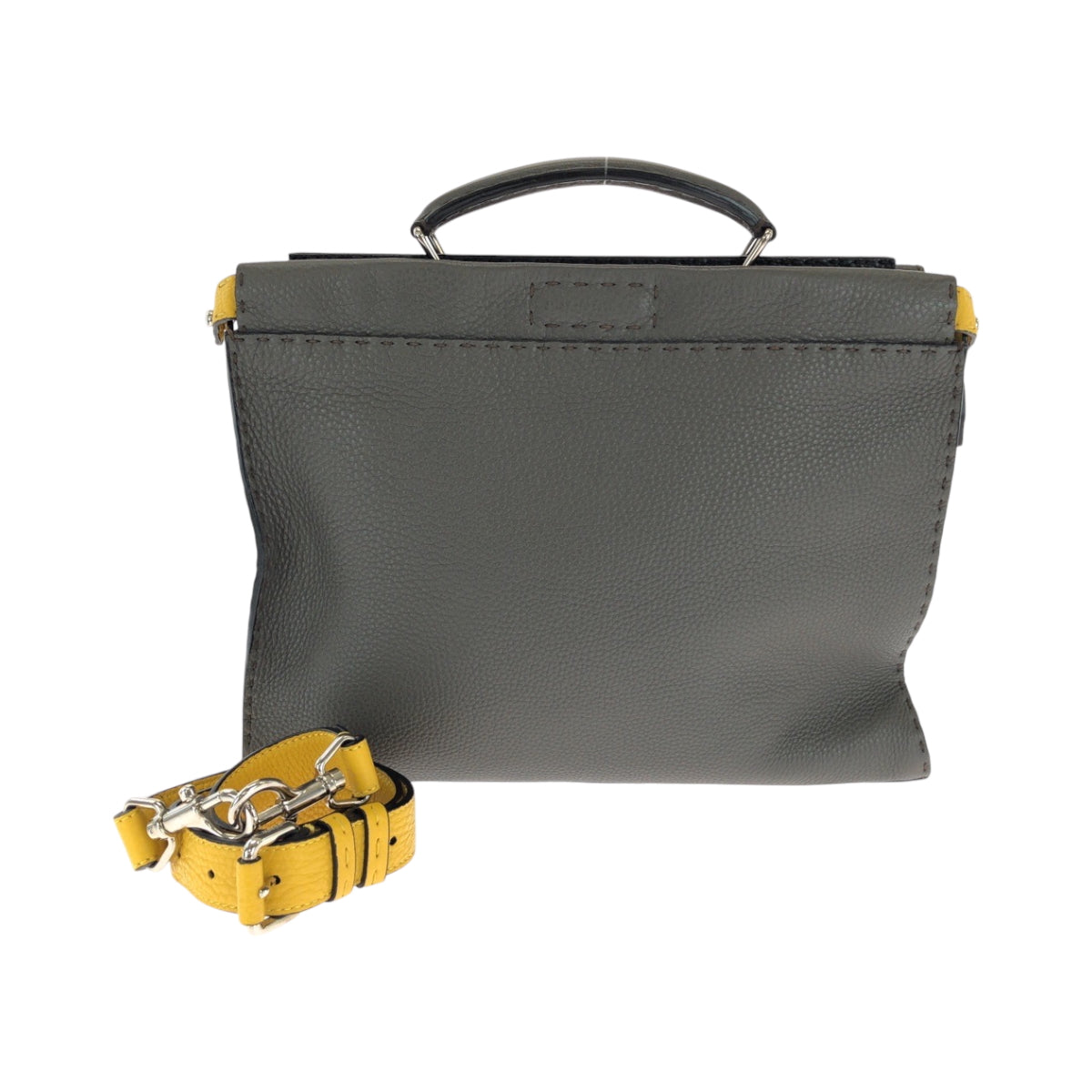 Fendi Shoulder Bag 7Va406 Silvermetal Shoulder Bag Handbag 2Way Leather Gray Yellow