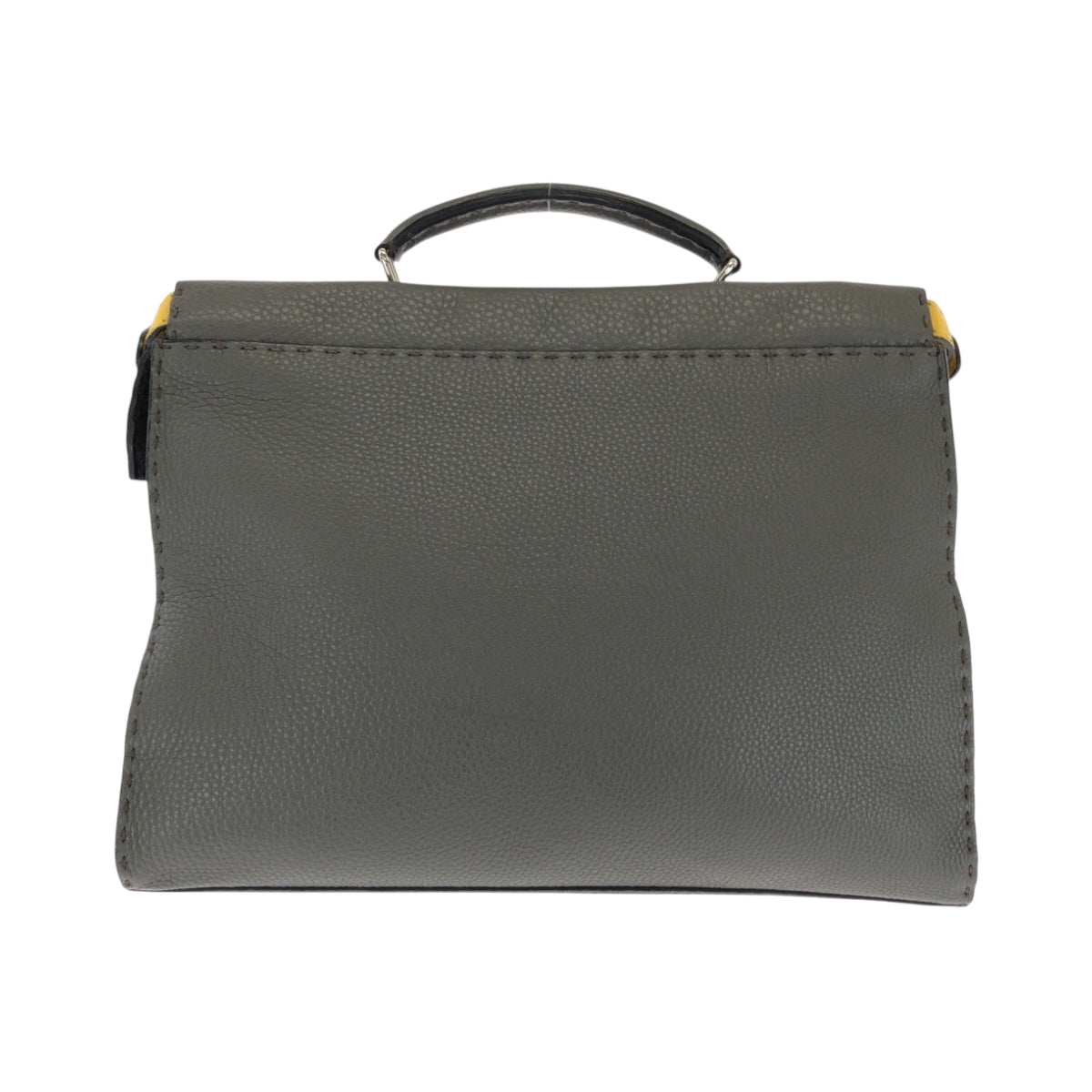 Fendi Shoulder Bag 7Va406 Silvermetal Shoulder Bag Handbag 2Way Leather Gray Yellow
